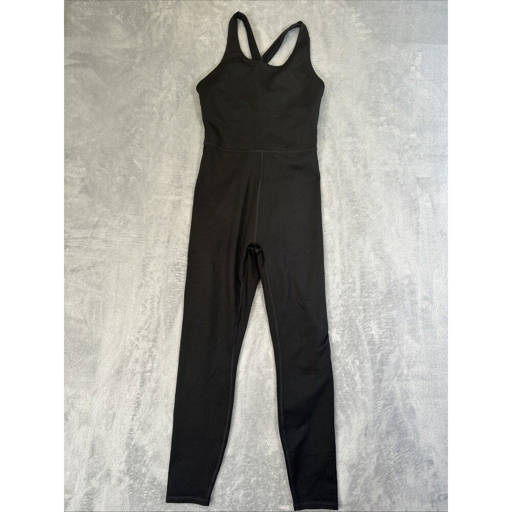 Fabletics Define Powerhold Jumpsuit Womens Large Black Sculpt Cross Back Stretch